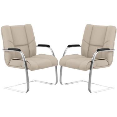 Imagem de Kit 02 Cadeiras De Escritório Fixa Executiva New Onix F02 Tecido Sinté