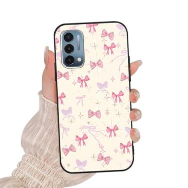 Imagem de Zrutru Linda capa de telefone de estrela de laço rosa para Oneplus Nord N200 5G 6,5 polegadas, desenho kawaii fita padrão laço design estético capas de silicone macio TPU fino à prova de choque capa