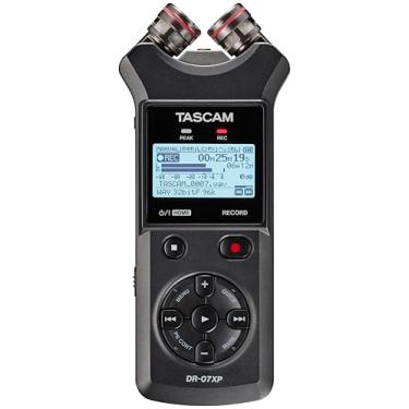 Imagem de TASCAM DR-07XP 32 bits flutuante portátil gravador de campo portátil e interface de áudio USB-C — com microfones ajustáveis para gravação digital estéreo de música, som, voz, áudio para vídeo e