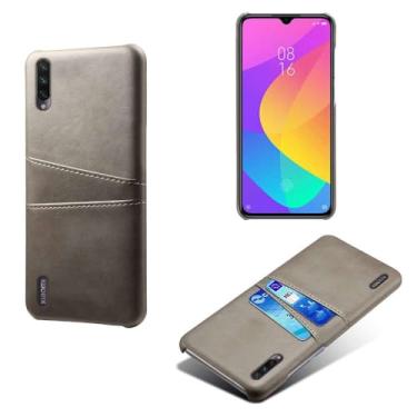 Imagem de Capas Compatível com Xiaomi A3,Caso de couro PU-Tampa de telefone a prova de choque com 2 slots de cartão,Proteção anti-impressão digital e anti-gota-Grey