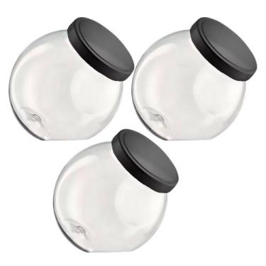 Imagem de Kit 3 Pote Baleiro Plástico 1,2LT Multiuso Organizador Tampa de Rosca 