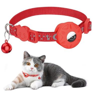 Imagem de Coleira de gato/cachorro para rastreador de AirTag, estojo com sino (vermelho)