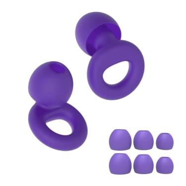 Imagem de Tampão de Ouvido Macio Para Dormir e Autismo Protetor Auricular Abafador de Ruído - 4 Tamanhos Silicone Reutilizável Circular Premium (Roxo, Tamanho único)
