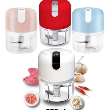Imagem de Mini Processador de Alimentos Elétrico, 250ml, Recarregável, 30W, Triturador para Alho, Cebola, Carne e Legumes