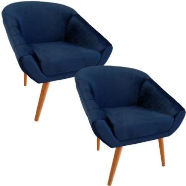 Imagem de Kit Duas Poltronas Giovana em Sued Premium - Sua Casa Decorações, Azul