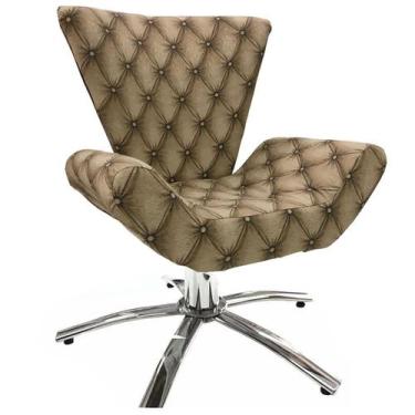 Imagem de Poltrona Giratória Elegance Jacquard Capitonê - Sua Casa Decor