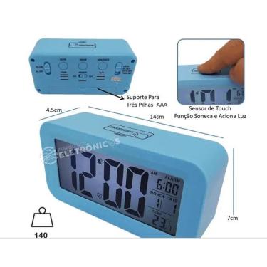 Imagem de Relógio Digital Despertador Data Temperadora Cor Azul - Luatek