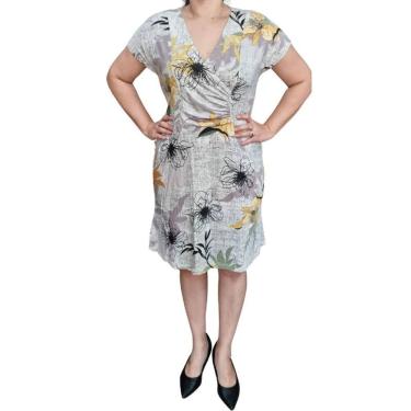 Imagem de Vestido R&amp;C Estampado Transpassado Plus Size