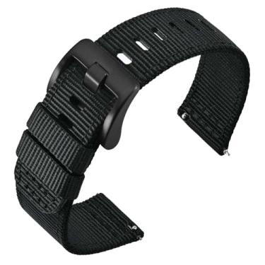 Imagem de ANNEFIT Pulseiras de relógio de liberação rápida de 26 mm, pulseira de relógio de nylon balístico militar para homens, fivela preta escovada de aço inoxidável resistente (preto)