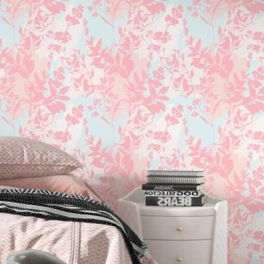 Imagem de Papel De Parede Floral Rosa E Azul Elegante Sala Quarto 3m - DELIQUADR