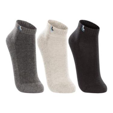 Imagem de Lupo Meia 3225 Kit 3 Pares Invisível Unissex, Preto, Cinza, Cinza escu