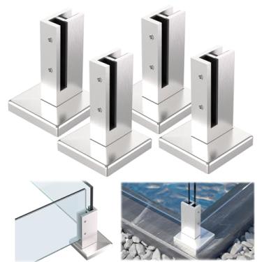 Imagem de LukLoy Ponteira De Corrimão Vidro Dupla Face Da , Torneiras Resistentes Ao Vento 4,3 Lb, Sistema Aço Inoxidável 304 Para Escadas, Jardins, Balaustradas, Varandas (Pacote Com 4, Torneira Canto Escova