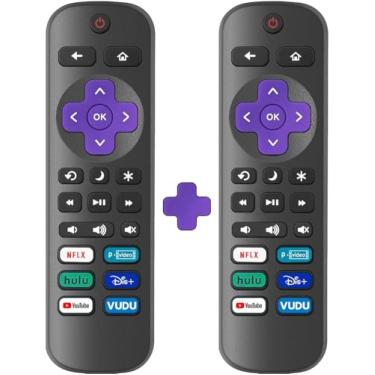 Imagem de Pacote com 2 controles remotos de substituição apenas para Roku TV, compatível com Smart TVs TCL Roku/Hisense Roku/Onn Roku Series (não para Roku Stick, Box ou Alto-falante)