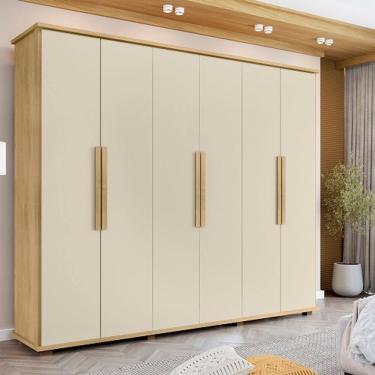 Imagem de Guarda-Roupa Casal 6 Portas 4 Gavetas Canadá Cinamomo/Off White – RV Móveis