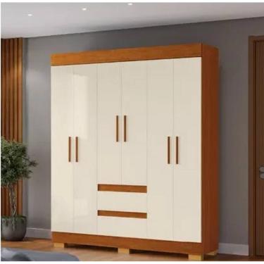 Imagem de Roupeiro Maya 6 Portas ACP Móveis - Cinamomo/Off White