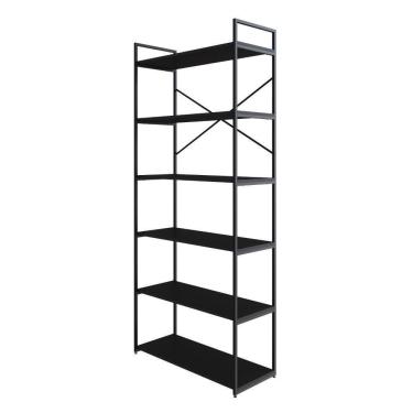 Imagem de Estante Alta C/06 Prateleiras 185x80x33cm Yon Preto Tx/ Preto Tx/