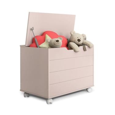 Imagem de Caixa Baú Organizadora Grande Infantil com Tampa e Rodízios Para Brinquedos Quarto Sala Criança(Rose)