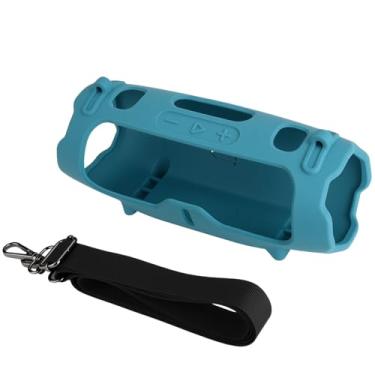 Imagem de SZZCNOX Capa de silicone para alto-falante Bluetooth portátil JBL Charge 6, capa protetora para transporte de viagem ao ar livre com alça de ombro ajustável para JBL Charge 6 Acessórios de
