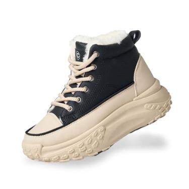 Imagem de Chouiss Sapatos de inverno plataforma para mulheres, tênis casuais quentes, sapatos de neve clássicos leves, Preto, 35