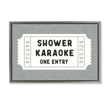 Imagem de Stupell Industries Duche Singing Ticket Stub Gray Framed Floater Canvas Wall Art Design por Lettered and Lined, 21 x 31