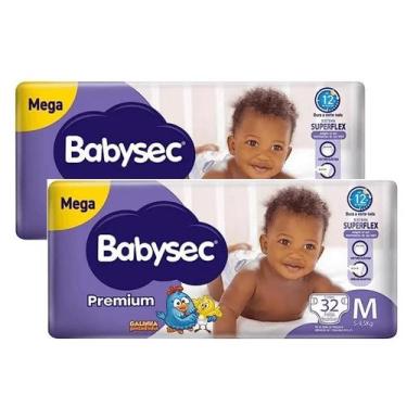 Imagem de Kit 2 Fraldas Babysec Galinha Pintadinha Premium Mega M com 32 unidade