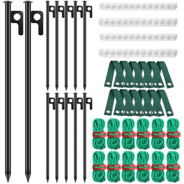 Imagem de Suzile Kit de 40 peças de estacas de árvore resistentes com estacas de envoltório e suportes para jovem, kit de alisamento de âncora de árvore inclinada, estacas de aço de 30 cm, tiras de 40 cm