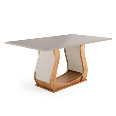 Imagem de Mesa para Sala de Jantar Veneto Retangular MDP 120cm Madeirado Off White com Base em MDF