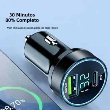 Imagem de Carregador De Carro USB PD De 120W Carregamento Rápido 30 Adaptador Po