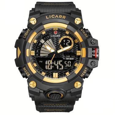 Imagem de Relógio Licarr Top Luxury - Cronômetro à Prova D`água, Quartzo 9532 Dourado Preto