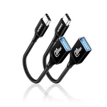 Imagem de ULTIENCE Adaptador USB C para USB Pacote com 2: Conversor Thunderbolt 3 de cabo USB fêmea para USB-C macho OTG de 10 Gbps, compatível com iPhone16/15 Pro Max, MacBook Pro Air, Galaxy S25/24 (0,2 m