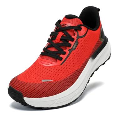 Imagem de Kricely Tênis masculino de corrida de trilha com bico largo, almofada, caminhada, tênis, treino, academia, cross training, Vermelho chamas, 10 Wide