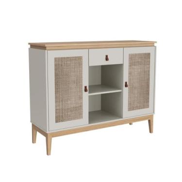 Imagem de Aparador Retrô 2 Portas 1 Gaveta Mel/Off White MB1002 Movelbento