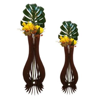 Imagem de Vaso de Chão Decorativo Grande ANA MARIA MDF - LENOBRE, Preto, Kit com