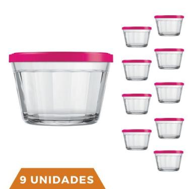 Imagem de 9 Pote Americano Vidro C/Tampa Cores Amlimento 350ml Nadir - NADIR FIG
