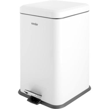 Imagem de Lixeira Retangular 20 Litros Branca Tampa Pedal Vonder