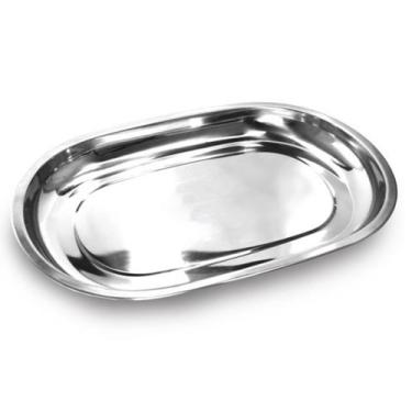 Imagem de Baixela Inox Travessa Oval Servir Mesa Guarnição Assado 35cm - Kehome