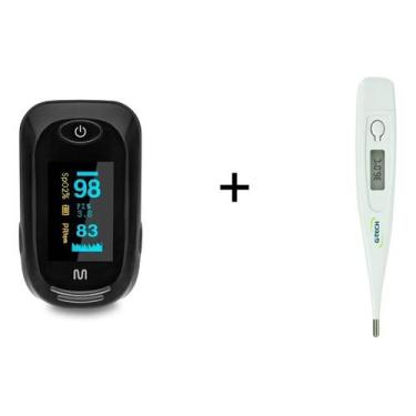 Imagem de Kit Oximetro De Dedo Medidor De Oxigenação Sanguinea + Termometo Digit