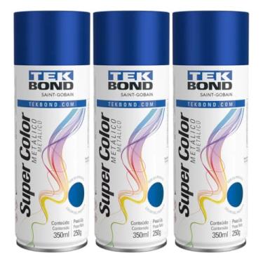 Imagem de Kit 3 Tintas Spray Azul Metálico Aerossol Tekbond 350ml/250g