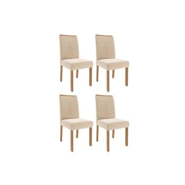 Imagem de Kit 4 Cadeiras Sala Jantar Clarice Wood 4 Un Carvalho/Suede Nude Bege - Cimol