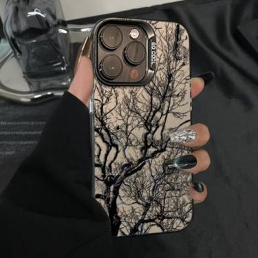 Imagem de MVVKKY Capa protetora com padrão de árvore galvanizada para Samsung A25 (para Samsung A25/preto)