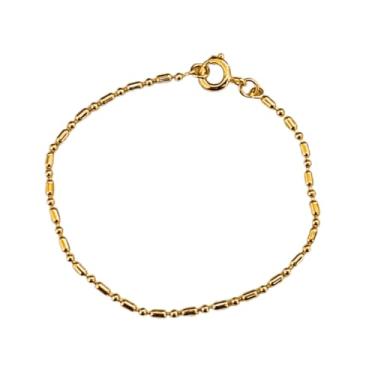 Imagem de Pulseira Infantil Elos Cheios e Bolinhas Folheado em Ouro 18K SoftJoias