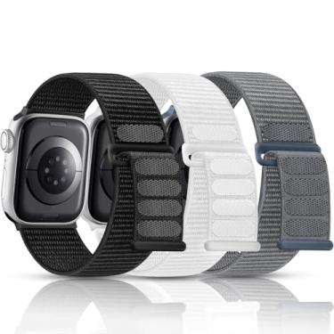 Imagem de Getino Pulseira esportiva de nylon compatível com Apple Watch Watch 46 mm, 44 mm, 45 mm, 42 mm, 49 mm, 38 mm, 40 mm e 41 mm, pulseira trançada de tecido macio para Apple Watch Ultra SE séries 10 9, 8