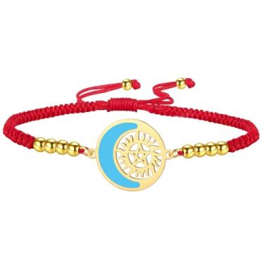 Imagem de UNIFT Pulseira de meia lua e sol para mulheres pingente de aço inoxidável com pentagrama sobrenatural presente de joias de aniversário, Einheitsgröße, Aço inoxidável, Sem Pedra Preciosa