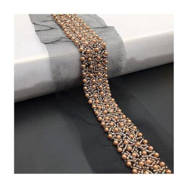 Imagem de 180CM Black White Pearl Beaded Lace Trim Collar Ribbon for Wedding Dress, Clothes, Belts – 9 Colors, 3CM Width, Handcrafted Elegant Sewing Material(Style7)