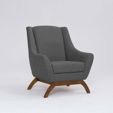 Imagem de Poltrona para Sala de Estar Base em Madeira Juliet Mescla Cinza
