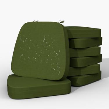 Imagem de Almofadas de cadeira de 43 x 40 cm x 6 cm de espessura para cadeiras de jantar, pacote com 8 almofadas de cadeira de cozinha à prova d'água e fácil de limpar com laços e suporte antiderrapante