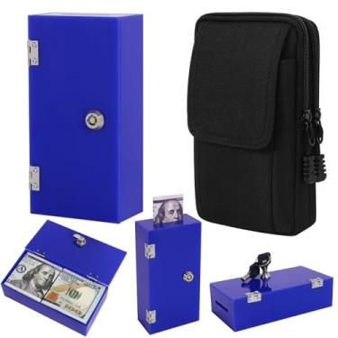 Imagem de Caixa de jogos de azar de acrílico extra grande azul marinho com 2 chaves, ranhura, bolsa de cintura, caixa portátil de cassino para dinheiro, cofre para jogadores, controle de jogos de azar, 1 pacote