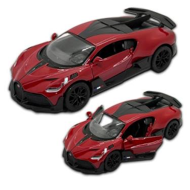 Imagem de Miniatura de carro Bugatti Divo, Carrinho de ferro, abertura de portas, com fricção, 12,4 CM, Em metal, 1/36, Pneus em borracha, Kinsmart (Vermelho)
