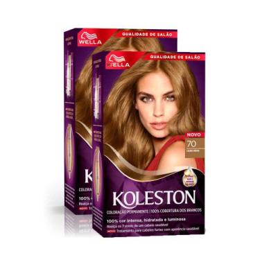 Imagem de Kit 2 Tintura Creme Koleston Wella Louro Médio 70 Kit