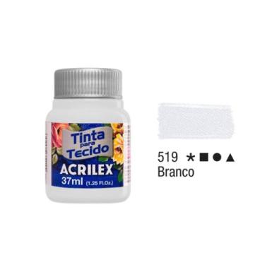 Imagem de Tinta Para Tecido Acrilex 37ml Cores Vivas e Duradouras, Branco(519)